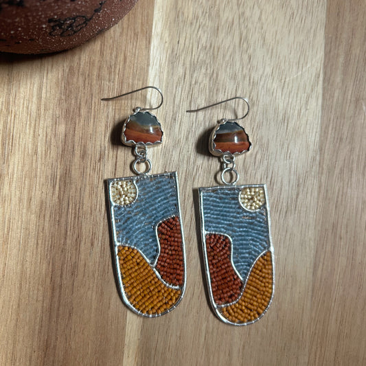 Sterling Silver Beaded Landscapes with Polychrome Jasper