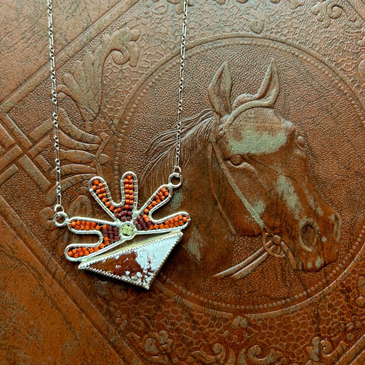 Desert Bloom Sterling Silver Beaded Necklace with Wild Horse Magnesite