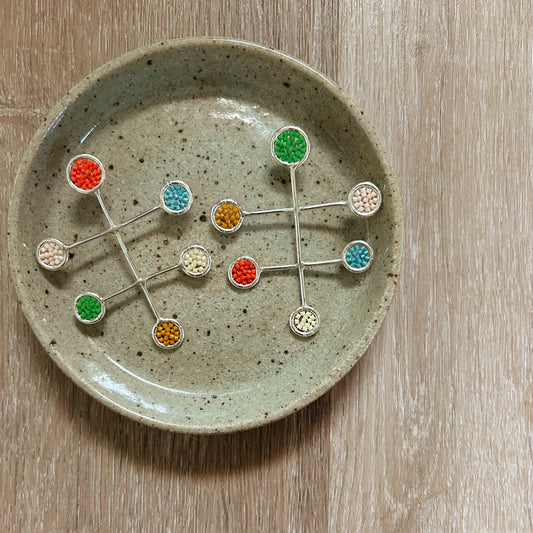 Geometric Poles Sterling Silver Beaded Studs