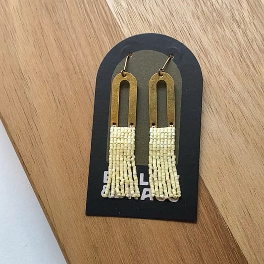 Simple Beaded Brass Arch Earrings in Butter