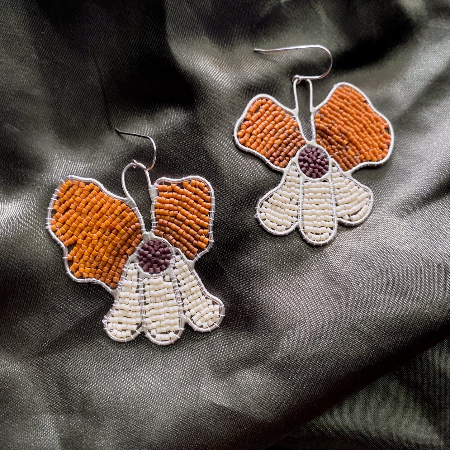 Sterling Silver Beaded Pansy Hooks