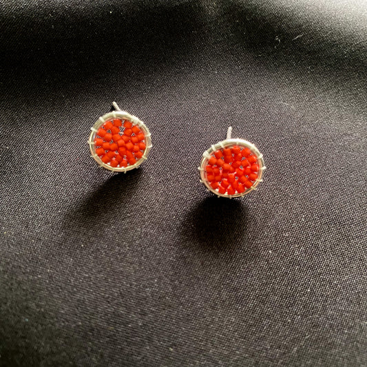 Sterling Silver Circle Studs in Chili Pepper