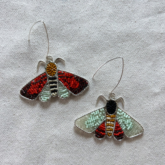 Large Sterling Silver Beaded Moths