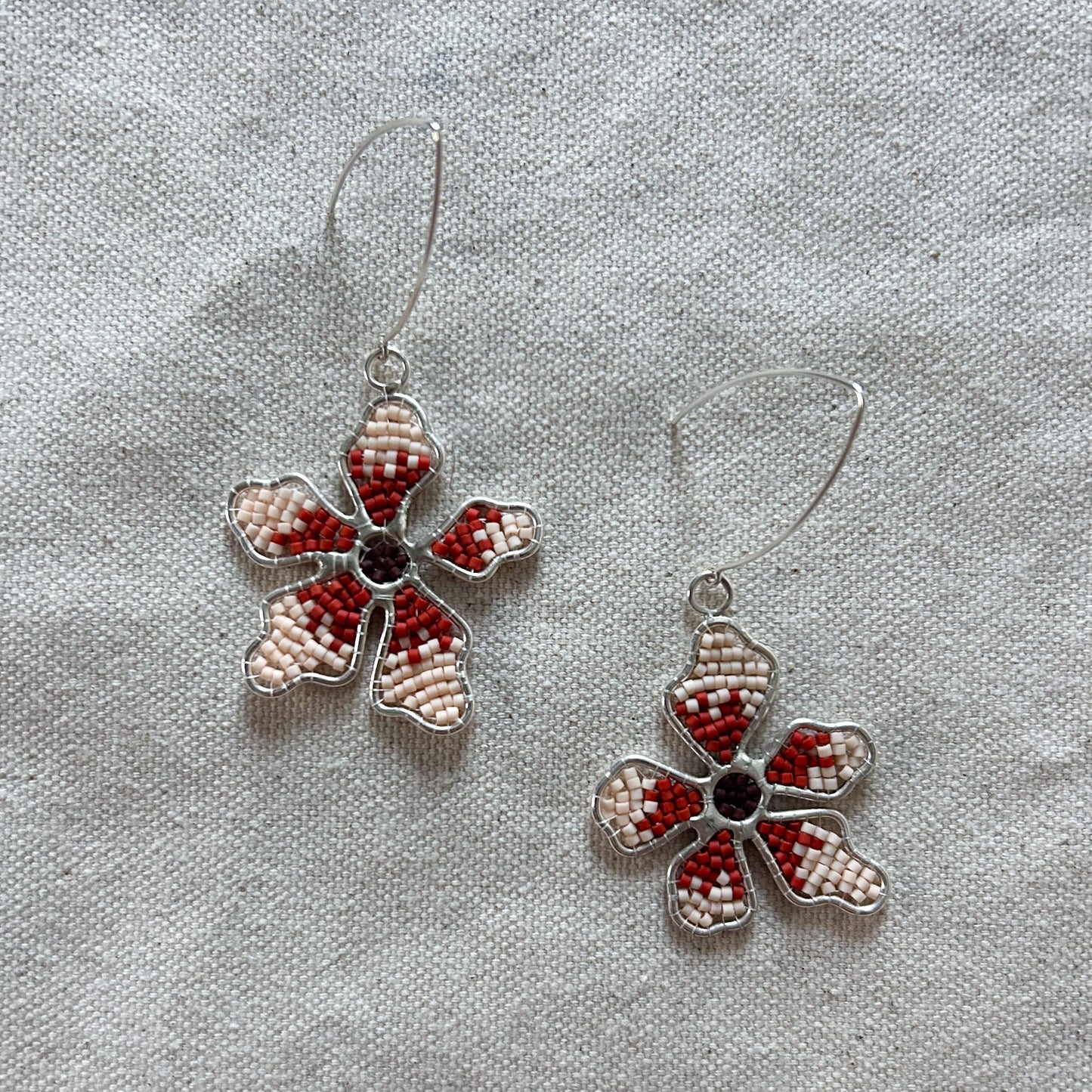 Sterling Silver Beaded Flower Dangles