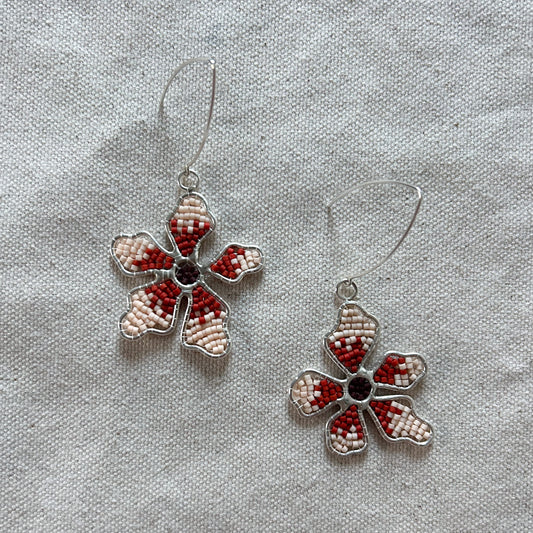 Sterling Silver Beaded Flower Dangles