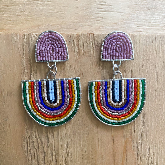 Sterling Silver Beaded Arch Studs